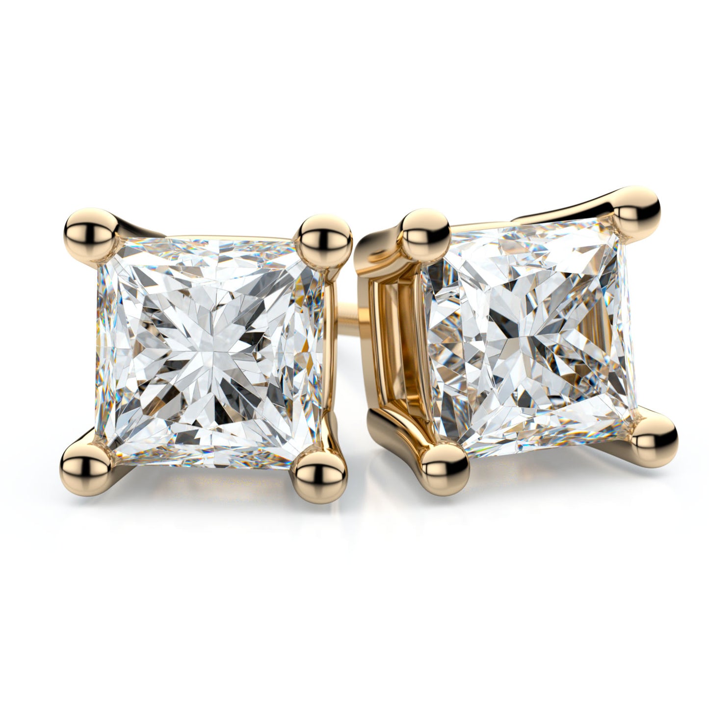 14k Yellow Gold 4-prong Princess Diamond Stud Earrings (0.52 Ct. T.w., Si1-2 Clarity, H-i Color)