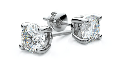 Diamond Round 4-prong Stud Earrings With Screwbacks In 14k White Gold (0.25 Ctw)