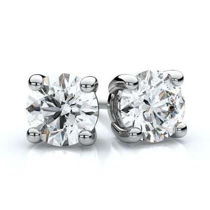 Diamond Round 4-prong Stud Earrings With Screwbacks In 14k White Gold (0.25 Ctw)