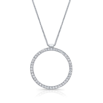 Diamond Pave Circle Pendant In 18k White Gold (1ctw)