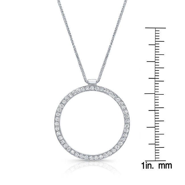 Diamond Pave Circle Pendant In 18k White Gold (1ctw)