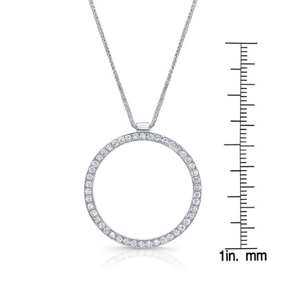 Diamond Pave Circle Pendant In 18k White Gold (1ctw)