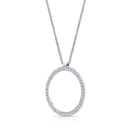 Diamond Pave Circle Pendant In 18k White Gold (1ctw)