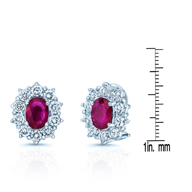 Ruby And Diamond Earrings In 18k White Gold (2 Ct. Tw.)