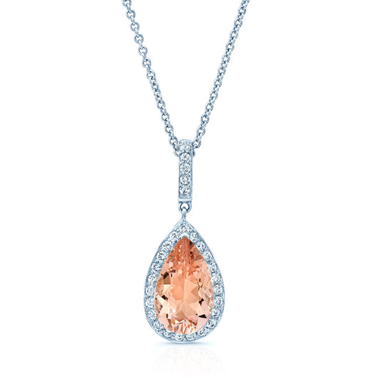 Morganite And Diamond Pendant In 14k White Gold (1/2 Ct. Tw.)
