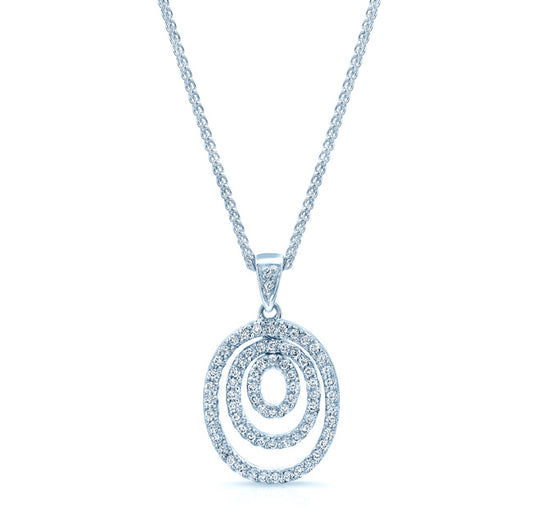 Multi Oval Diamond Penant In 18k White Gold (1/4 Ct.tw.)