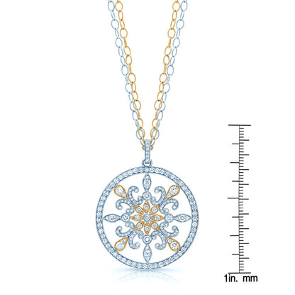 Fleur Di Lis Diamond Pendant In 18k Two Tone Gold (2-1/3 Ct.tw.)