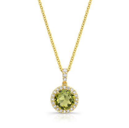14ky Peridot & Diamond Pendant