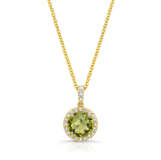 14ky Peridot & Diamond Pendant
