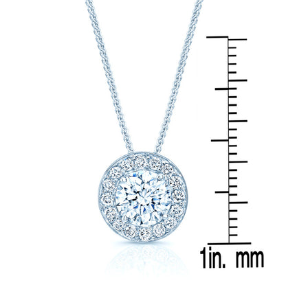 Diamond Round Halo Pendant In 18k White Gold (0.70ct Center)