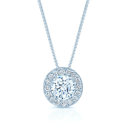 Diamond Round Halo Pendant In 18k White Gold (0.70ct Center)