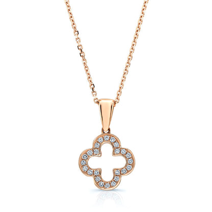 Diamond Clover Pendant In 14k Rose Gold