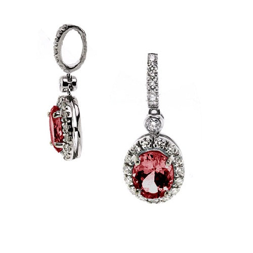Garnet And Diamond Oval Halo Pendant In 14k White Gold (18-in Wheat Chain)