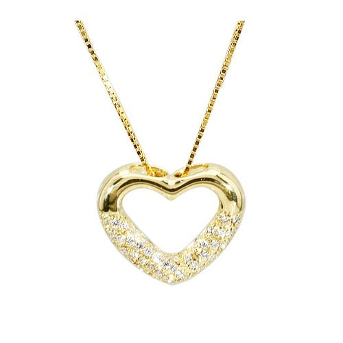 Diamond Open Heart Pendant In 14k Yellow Gold (1/5 Ct.tw.)