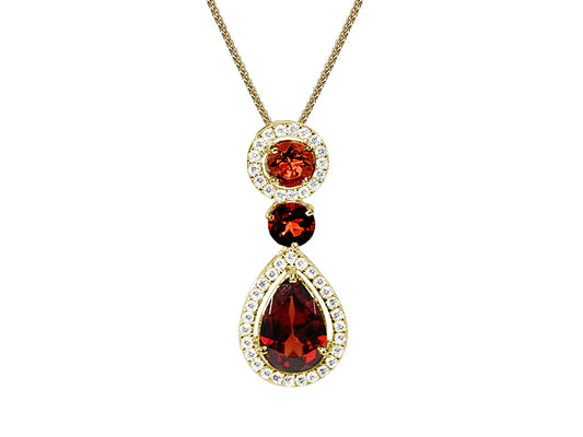 18ky Aquamarine/garnet Necklace With Diamonds