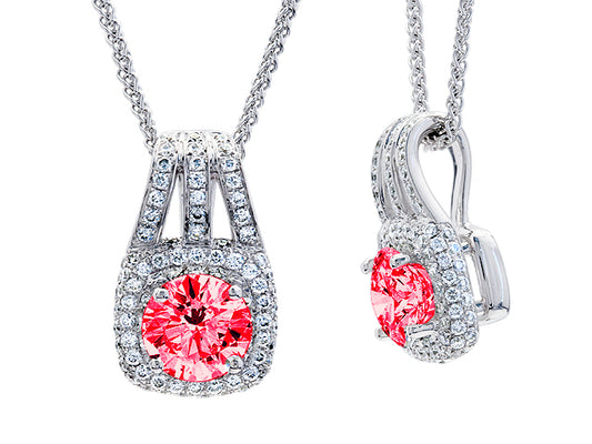 Pink Tourmaline And Diamond Pendant In 14k White Gold (1/3 Ct.tw.)