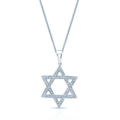 Diamond Pave Star Of David Pendant In 14k White Gold