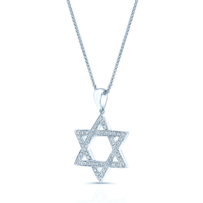 Diamond Pave Star Of David Pendant In 14k White Gold
