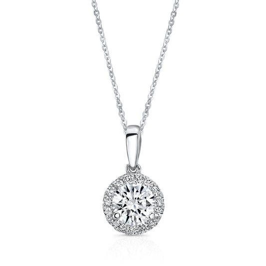 Diamond Halo Pendant In 14k White Gold (3/8 Ct. Tw.)