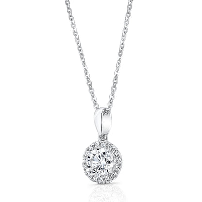 Diamond Halo Pendant In 14k White Gold (3/8 Ct. Tw.)