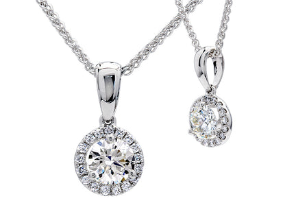 Diamond Halo Pendant In 14k White Gold (1/2 Ct. Tw,)