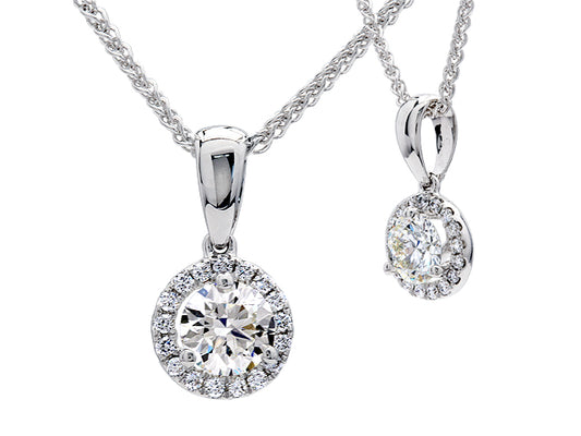 Diamond Halo Pendant In 14k White Gold (1/2 Ct. Tw,)