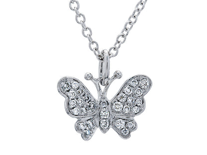 Pave Diamond Butterfly Pendant In 18k White Gold (1/6 Ct.tw.)
