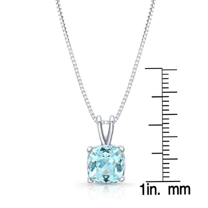 Aquamarine Solitaire Pendant In 14k White Gold