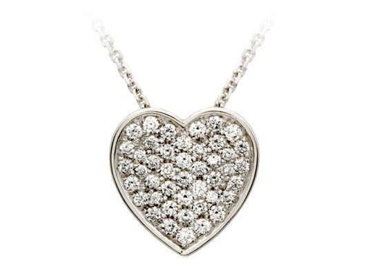 Diamond Pave Heart Pendant In 14k White Gold (1/3 Ct.tw.)