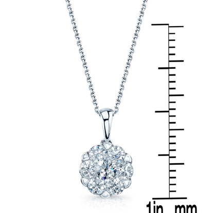 Diamond Cluster Solitaire Style Pendant In 14k White Gold