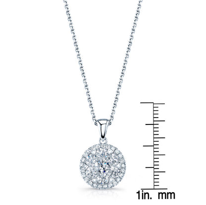 Diamond Halo Pendant In 14k White Gold