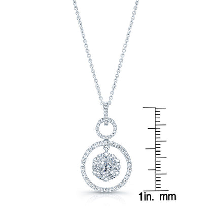 Diamond Hanging Circles Pendant In 14k White Gold