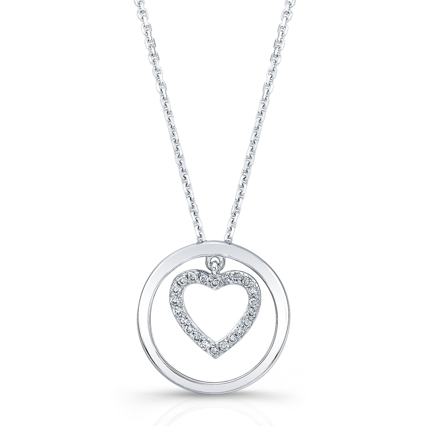 Diamond Heart Pendant In 14k White Gold