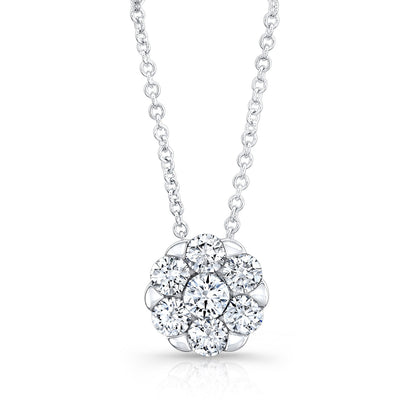 Diamond Coronet Solitaire Pendant In 18k White Gold (3/4 Ct.tw), 18 Inch Chain