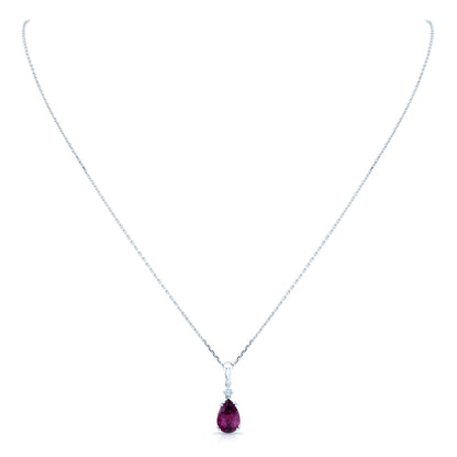 Rhodolite Garnet & Diamond Pendant In 14k White Gold