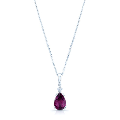 Rhodolite Garnet & Diamond Pendant In 14k White Gold