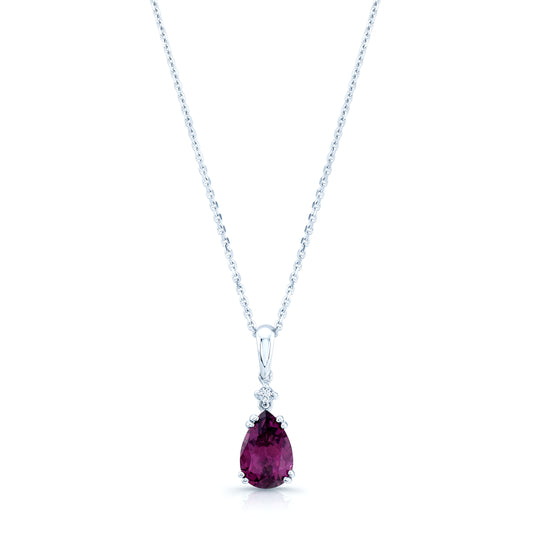 Rhodolite Garnet & Diamond Pendant In 14k White Gold