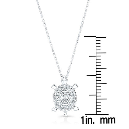 Diamond Turtle Pendant In 14k White Gold (18-in Curb Chain)