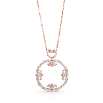 Diamond Pave Open Frame Curlicue Pendant In 14k Rose Gold