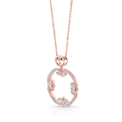Diamond Pave Open Frame Curlicue Pendant In 14k Rose Gold