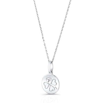 Diamond Charm Pendant With Carved Hearts In 14k White Gold (0.0035 Ct.tw)