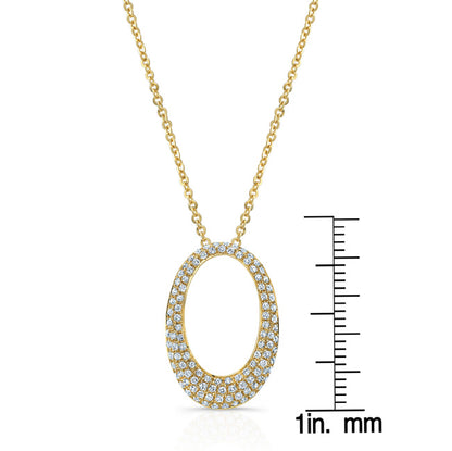 Diamond Pave Oval Pendant In 14k Yellow Gold (si)