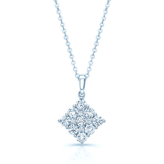Diamond Square Cluster Pendant In 14k White Gold