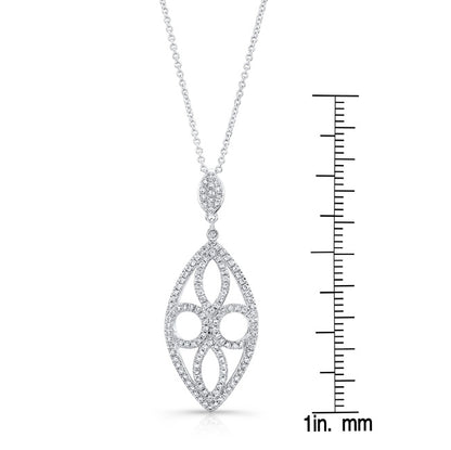 Marquise Shaped Diamond Pave Pendant In14k White Gold