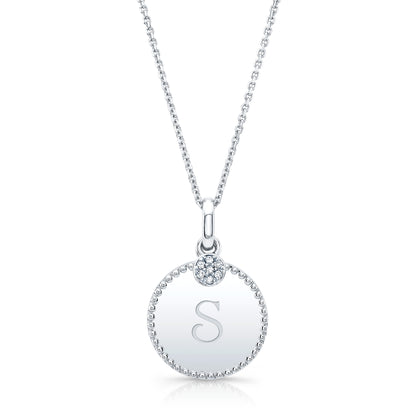 Diamond Initial "e" Disc Pendant In 14k Rose Gold