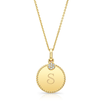 Diamond Initial "c" Disc Pendant In 14k Yellow Gold