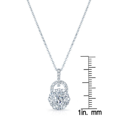 Diamond Arched Hinge Pendant In 14k White Gold