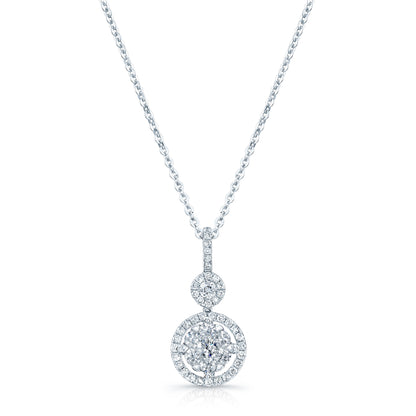 Diamond Stacked Circles Pendant In 14k White Gold