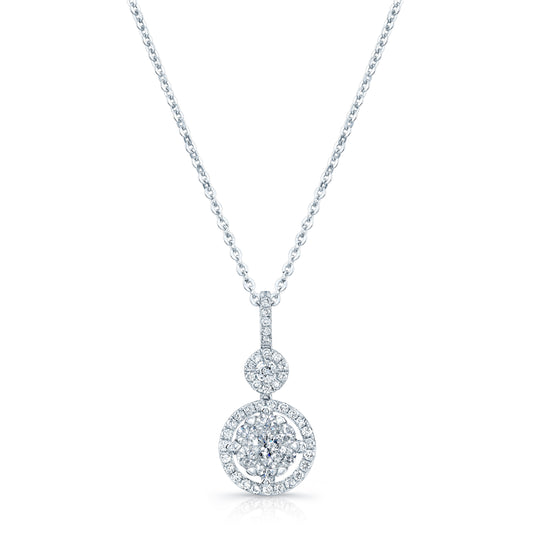 Diamond Stacked Circles Pendant In 14k White Gold