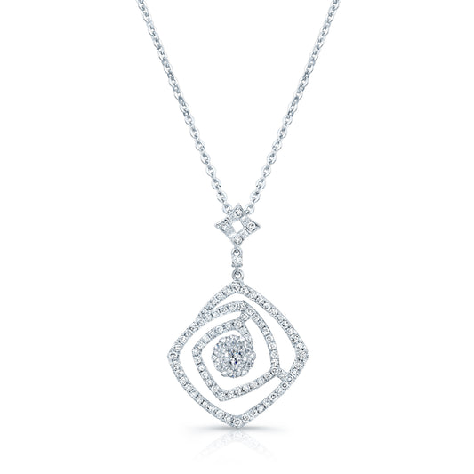 Diamond Geometric Pendant In 14k White Gold